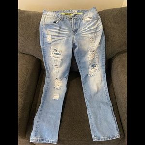 Mens Faded Distressed Jeans